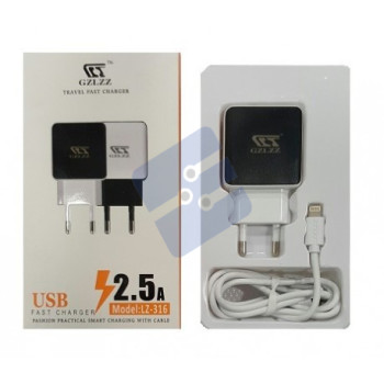 GZLZZ - Fast Charger Travel Adapter 2.5A  + Lightning USB Cable