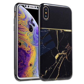 Apple iPhone X - Sulada Marble TPU Case - Black