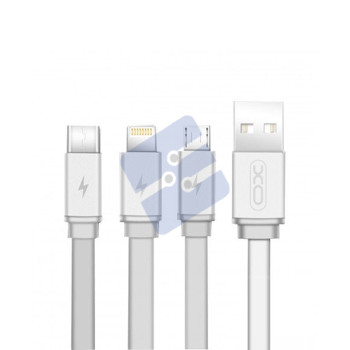 XO 3 in 1 Charge USB Charge Cable - Micro, Lightning and Type-C Connectors incl. - NB18 - Silver