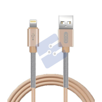 XO Spring Durable Braided Lightning to Charge & Sync USB Cable - 100CM NB27 - Gold