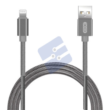 XO Spring Durable Braided Lightning to Charge & Sync USB Cable - 100CM NB27 - Silver
